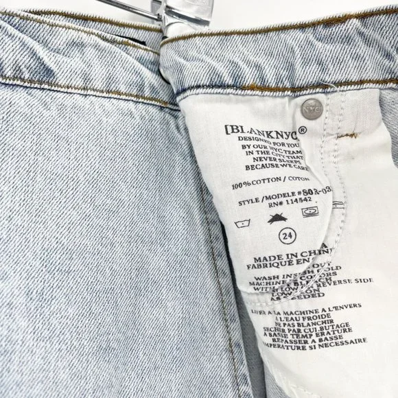 New Blank NYC Sz 24 Asymmetrical Skirt Denim Jean Mini Acid Light Wash Pockets - Picture 9 of 9